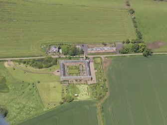 Oblique aerial view of Eastfield Farmstead, taken from the SE.