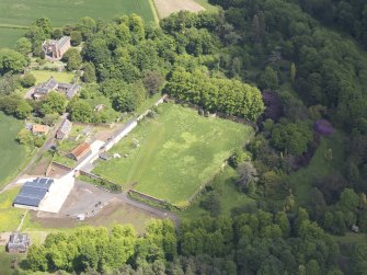 Oblique aerial view of Whittingehame House walled garden, taken from the SW.