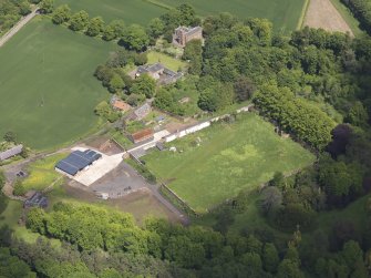 Oblique aerial view of Whittingehame House walled garden, taken from the S.