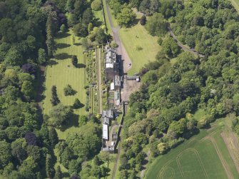 Oblique aerial view of Biel Country House, taken from the E.