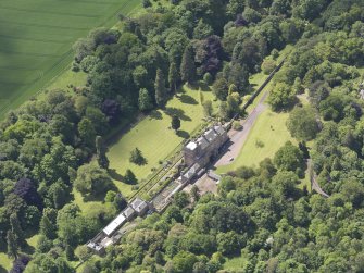 Oblique aerial view of Biel Country House, taken from the NE.