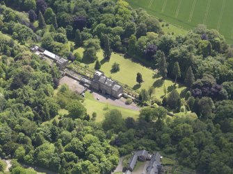 Oblique aerial view of Biel Country House, taken from the NW.