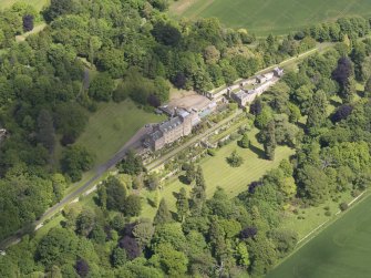 Oblique aerial view of Biel Country House, taken from the SW.