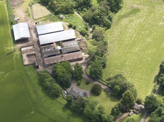 Oblique aerial view of Halls Farmstead, taken from the NW.