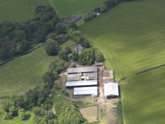 Oblique aerial view of Halls Farmstead, taken from the ENE.