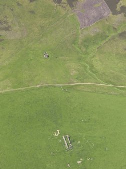 Oblique aerial view of Penshiel Grange, taken from the ESE.
