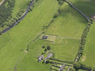 Oblique aerial view of Cranshaws Parish Church, taken from the N.