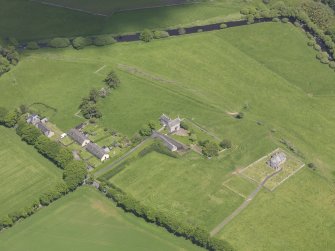 Oblique aerial view of Cranshaws Parish Church, taken from the SW.