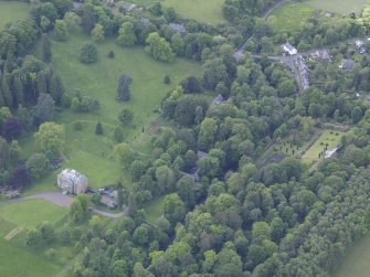 Oblique aerial view of Longformacus House, taken from the NE.