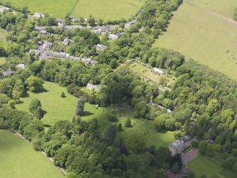 Oblique aerial view of Longformacus village, taken from the SE.