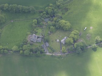 Oblique aerial view of Bonkyl and Preston Parish Church, taken from the ENE.