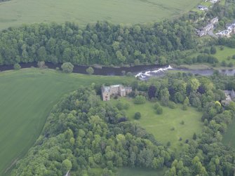 Oblique aerial view of Hutton Castle, taken from the WSW.