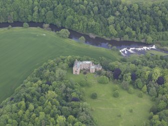 Oblique aerial view of Hutton Castle, taken from the SSW.