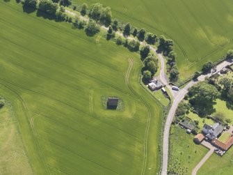 Oblique aerial view of Spott House Dovecot, taken from the N.