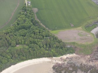 Oblique aerial view of the Auldhame Cemetery, taken from the E.