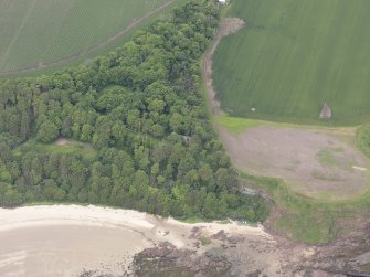 Oblique aerial view of the Auldhame Cemetery, taken from the NE.