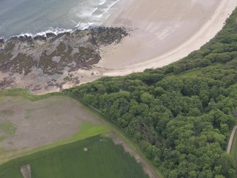 Oblique aerial view of the Auldhame Cemetery, taken from the WSW.