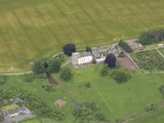 Oblique aerial view of Nisbet House and walled garden, taken from the SSE.