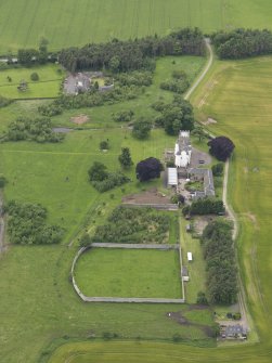 Oblique aerial view of Nisbet House and walled garden, taken from the ENE.