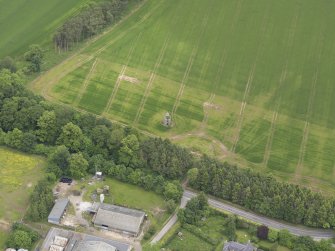 Oblique aerial view of Nisbet House dovecot, taken from the SW.