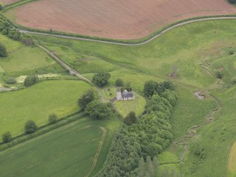 Oblique aerial view of Polwarth Church, taken from the SSW.