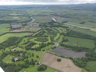 Oblique aerial view of Hirsel Golf Course, taken from the NW.