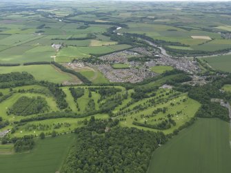 Oblique aerial view of Hirsel Golf Course, taken from the WSW.