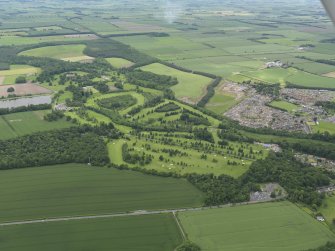 Oblique aerial view of Hirsel Golf Course, taken from the SW.