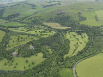 Oblique aerial view of Torwoodlee Golf Course, taken from the SSE.