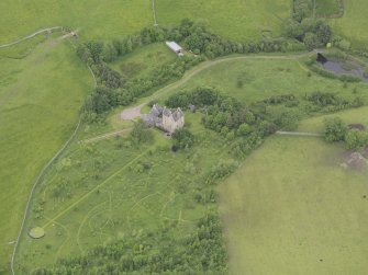 Oblique aerial view of Hillslap Tower, taken from the SSE.