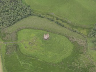 Oblique aerial view of Corsbie Tower, taken from the W.