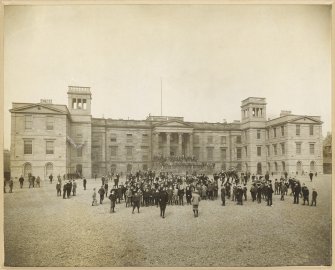 Exterior view of George Watson's College for Boys, Edinburgh. Building since demolished. 
Titled: 'George Watson's College for Boys. Edinburgh Merchant Company Schools No1'.
