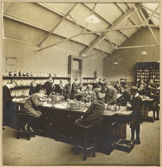 Interior view of George Watson's College for Boys, Edinburgh showing laboratory room. Building since demolished. 
Titled: 'George Watson's College for Boys. Edinburgh Merchant Company Schools No1'.