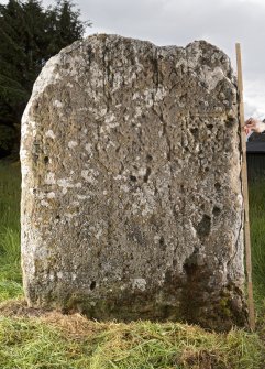 View of Pictish cross slab (with scale)