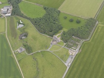 Oblique aerial view centred on Castle of Mey, looking SSE.