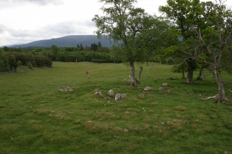 View of chambered cairn from NW (taken from roof of landrover).