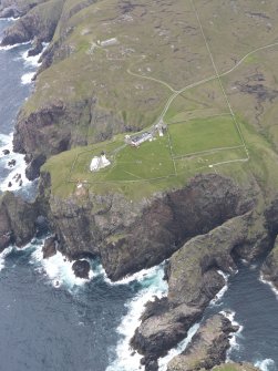 Oblique aerial view centred on Cape Wrath lighthouse, looking SE.
