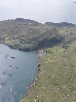 Oblique aerial view of the anchorage, Tanera Mor/Tannara Mor, looking S.