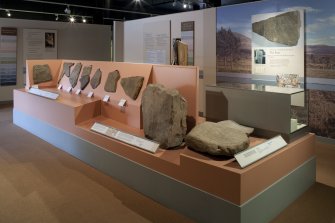 General view of display of Pictish Stones in Inverness Museum