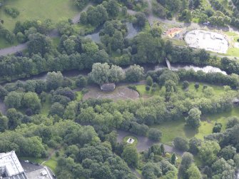Oblique aerial view of Kelvingrove Bandstand, taken from the NW.