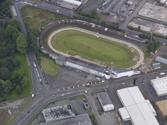 Oblique aerial view of Shawfield Stadium, taken from the E.