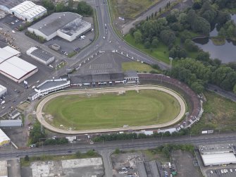 Oblique aerial view of Shawfield Stadium, taken from the E.