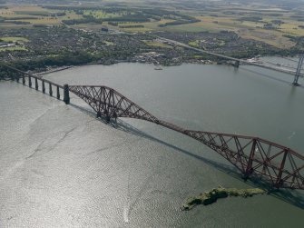 Oblique aerial view of the Forth Bridge, taken from the NE.