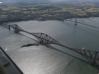 Oblique aerial view of the Forth Bridge, taken from the NNE.