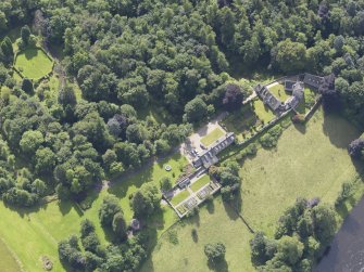 Oblique aerial view of Stobhall Castle, taken from the NW.