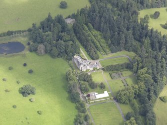 Oblique aerial view of Murthly Castle, taken from the SSW.