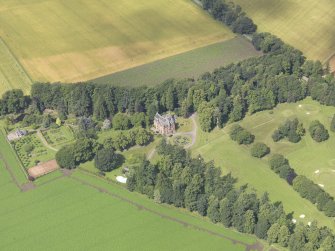 Oblique aerial view of Lethendy House, taken from the SE.