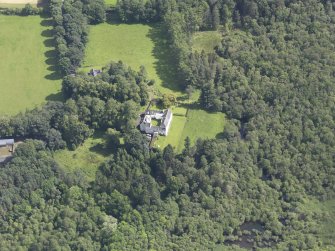 Oblique aerial view of Ardblair Castle, taken from the WSW.