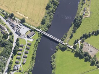 Oblique aerial view of Logierait Viaduct, taken from the NW.