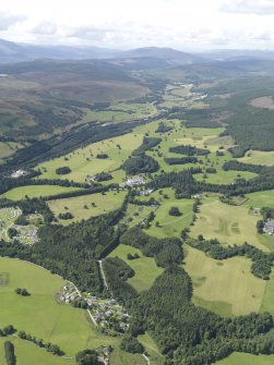 General oblique aerial view of Blair Castle policies centred on the castle, taken from the E.